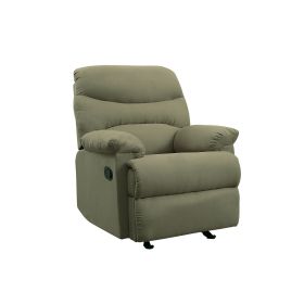 Deby 35 Inch Modern Recliner, Foam Cushioned Seat, Microfiber, Sage Green
