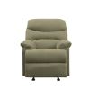 Deby 35 Inch Modern Recliner, Foam Cushioned Seat, Microfiber, Sage Green