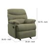 Deby 35 Inch Modern Recliner, Foam Cushioned Seat, Microfiber, Sage Green