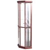 71 Inch China Curio Corner Cabinet, 4 Door 5 Shelves, Wood, Cherry Brown