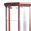 71 Inch China Curio Corner Cabinet, 4 Door 5 Shelves, Wood, Cherry Brown