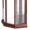 71 Inch China Curio Corner Cabinet, 4 Door 5 Shelves, Wood, Cherry Brown