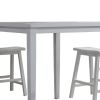 Gael 36 Inch Counter Height Square Dining Table Set, 4 Stools, Wood, White