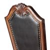 Loki 28 Inch Dining Chair, Nailhead Trim, Faux Leather, Set of 2, Brown