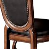 Loki 28 Inch Dining Chair, Nailhead Trim, Faux Leather, Set of 2, Brown