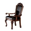 Loki 28 Inch Dining Armchair, Nailhead Trim, Faux Leather, Set of 2, Brown