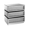 Pali 32 Inch Modern Nightstand Dresser Table, Faux Crystals, Mirror, Silver