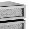 Pali 32 Inch Modern Nightstand Dresser Table, Faux Crystals, Mirror, Silver