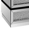 Pali 32 Inch Modern Nightstand Dresser Table, Faux Crystals, Mirror, Silver