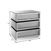 Pali 32 Inch Modern Nightstand Dresser Table, Faux Crystals, Mirror, Silver