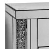 Noe 26 Inch 3 Drawer Accent Table Nightstand, Mirrored, Faux Diamond Inlay, Silver