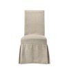 18 Inch Modern Fabric Skirted Dining Chair, Rubberwood, Set of 2, Beige