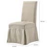 18 Inch Modern Fabric Skirted Dining Chair, Rubberwood, Set of 2, Beige