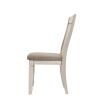 18 Inch Dining Chair, Fabric Padded Seat, Slatted, Set of 2, Antique White