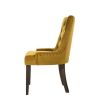 Esme 24 Inch Solid Wood Dining Chair, Velvet Tufted, Set of 2, Yellow
