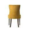 Esme 24 Inch Solid Wood Dining Chair, Velvet Tufted, Set of 2, Yellow