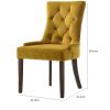 Esme 24 Inch Solid Wood Dining Chair, Velvet Tufted, Set of 2, Yellow