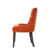 Esme 24 Inch Solid Wood Dining Chair, Velvet, Tufted, Set of 2, Orange