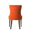 Esme 24 Inch Solid Wood Dining Chair, Velvet, Tufted, Set of 2, Orange