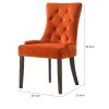 Esme 24 Inch Solid Wood Dining Chair, Velvet, Tufted, Set of 2, Orange