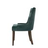 Esme 24 Inch Solid Wood Dining Chair, Velvet, Tufted, Set of 2, Green