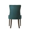 Esme 24 Inch Solid Wood Dining Chair, Velvet, Tufted, Set of 2, Green