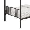 Demi 79 Inch Metal Twin Bunk Bed, Curved Headboard, Slatted, Dark Black
