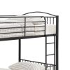 Demi 79 Inch Metal Twin Bunk Bed, Curved Headboard, Slatted, Dark Black