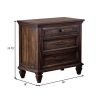 Oxy 30 Inch European Classic Nightstand, 3 Drawers, USB Ports, Wood, Brown