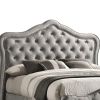 87 Inch Classic Upholstered Queen Size Bed, Scalloped, Button Tufted, Gray