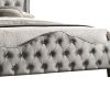 87 Inch Classic Upholstered Queen Size Bed, Scalloped, Button Tufted, Gray