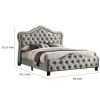 87 Inch Classic Upholstered Queen Size Bed, Scalloped, Button Tufted, Gray