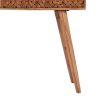 47 Inch Modern Wood Console Sideboard Table, Geometric, 2 Drawers, Brown