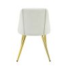 20 Inch Vegan Faux Leather Dining Chair, Metal Legs, Set of 2, White, Gold