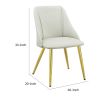 20 Inch Vegan Faux Leather Dining Chair, Metal Legs, Set of 2, White, Gold