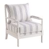 34 Inch Accent Chair, Reversible Pillow Backrest, Fabric, White, Navy