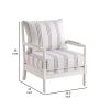 34 Inch Accent Chair, Reversible Pillow Backrest, Fabric, White, Navy