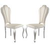 Kuri 23 Inch Dining Chair, Scalloped Back, Vegan Leather, Set of 2, Beige