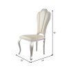 Kuri 23 Inch Dining Chair, Scalloped Back, Vegan Leather, Set of 2, Beige