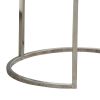 24 Inch Nesting Accent Tables, Mirrored Gemstone Trim, Set of 2, Silver