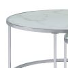 18 Inch Marbled Glass Nesting Accent Tables, Round Top, Metal, Set of 2