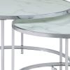 18 Inch Marbled Glass Nesting Accent Tables, Round Top, Metal, Set of 2