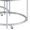 18 Inch Marbled Glass Nesting Accent Tables, Round Top, Metal, Set of 2