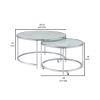 18 Inch Marbled Glass Nesting Accent Tables, Round Top, Metal, Set of 2