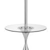 Ava 61 Inch Modern Floor Lamp, Glass Tray Table, 1 USB Port, Glossy, Chrome