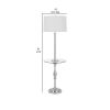 Ava 61 Inch Modern Floor Lamp, Glass Tray Table, 1 USB Port, Glossy, Chrome