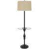 Ava 61 Inch Modern Floor Lamp, Glass Tray Table, 1 USB Port, Dark Bronze