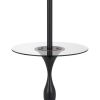 Ava 61 Inch Modern Floor Lamp, Glass Tray Table, 1 USB Port, Dark Bronze