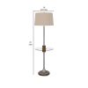 61 Inch Modern Floor Lamp, Glass Tray Table, 1 USB Port, Antique Silver
