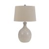 27 Inch Table Lamp Set of 2, Ceramic Base, Hardback Fabric Shade, Ivory
